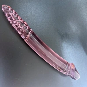 Consolador vaginal masajeador de vidrio punto G rosa tornillo glande juguete sexual frío caliente - Imagen 1 de 6