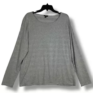 TALBOTS Womens Size 2X Gray Silver Long Sleeve Striped Scoop Neck T Shirt Plus - Picture 1 of 9