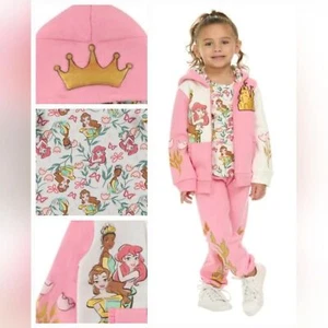 Disney Princess Toddler 2T Girls 3pc Hoodie + Joggers + Top Set Cotton Blend NWT - Picture 1 of 16