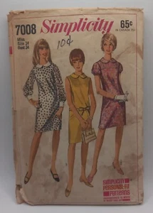 Simplicity 1967 Sewing Pattern #7008 Dress Size 14 Bust 34 Personal Fit Chart - Picture 1 of 3