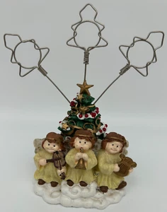 Musical Angels Around the Christmas Tree Holiday Photo Holder~USED~Cherubs Note - Picture 1 of 6