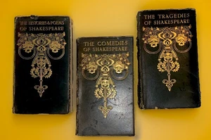 1901 George Newnes Shakespeare 3-Vol Set Gilt Decorated Illustrated Antique - Bild 1 von 14