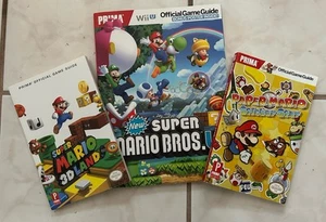 Super Mario Bros Wii U, Paper Mario, Mario Land 3D Prima Game Guide Lot W Poster - Picture 1 of 7
