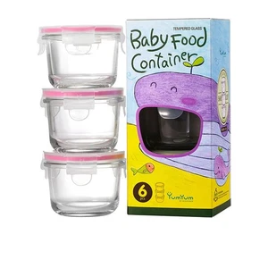 Glasslock Round Baby Food Container 3pc Set 165ml Transparent - Picture 1 of 1