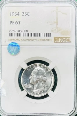 1954 Proof Washington Quarter NGC PF67 Certified Sight White - Image 1 of 2