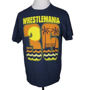WWE WrestleMania 36 Shirt * Large L * VG * Graphic Wrestling Blue Yellow * VG - Picture 1 of 10