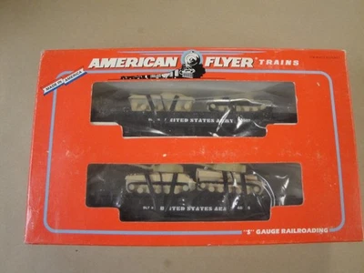 American Flyer S Gauge 48507 U.S. Army Flat Car with Tanks - Image 1 of 2