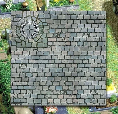 BUSCH 7417 (32,02€/m²) Katzenkopfpflaster 2 Dekorplatten, 210 x 148 x 0,6 mm