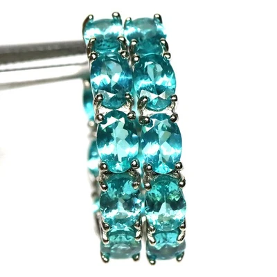 Giff для нее 925 серебро 4 x 6 мм. Серьги с голубым опалом покрытие белым золотом - Изображение 1 из 4