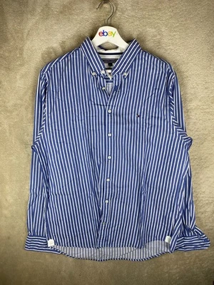 Tommy Hilfiger Casual Formal Shirts Top Size L Mens Blue Striped Long Sleeve - image 1 of 4