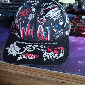 Men's baseball styled hat, Funky writings and multi colored - Picture 1 of 4