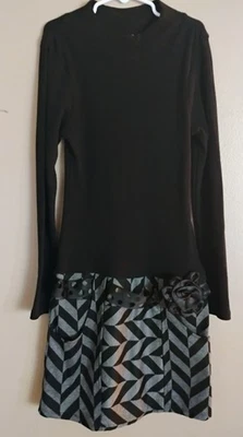 Bonnie Jean Girls  Black And Gray Dress Flower Ribbon Belt And Pockets SZ 14 - Image 1 of 4
