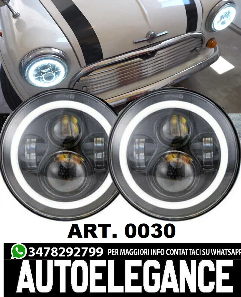 Austin Mini Rover FARI ANTERIORI LED CON LUCI DIURNE ANGEL EYES - Imagen 1 de 4