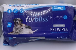 Cleansing Deodorizing Pet Wipes for Dogs & Cats Unscented All Natural 100 ct - Picture 1 of 6