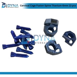 Gebärmutterhalskäfig Fusion Wirbelsäule Titan 6 mm mit Feststellschrauben Set 13 Stück - Bild 1 von 6