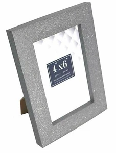 Photo Frame 4" x 6" Silver Sparkling Glitter Design Table Top Portrait Picture - Picture 1 of 5