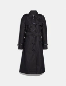 Gabardina Coach adornada nueva con etiquetas, negra, talla 0, bordada - Imagen 1 de 3