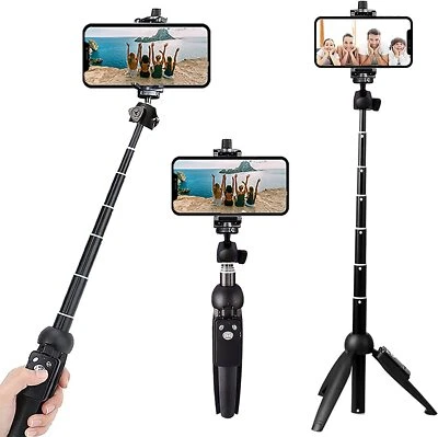 Extendable 40" Selfie Stick Tripod Stand Bluetooth Remote For GoPro Cell Phone - Image 1 of 4