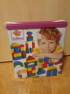 Eichhorn 150 Bunte Holzbausteine Mit Kordel Box & Sortierdeckel Für Kinder Ab 1+ - Bild 1 von 3