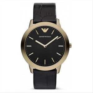 Orologio Uomo Solo Tempo ARMANI AR1742 Cassa Acciaio Dorato Cinturino Pelle - Foto 1 di 4