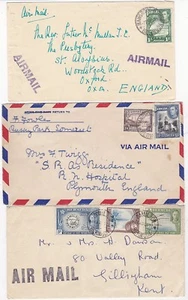 1940s/50s 3 DIFF RATE STAMP COMBINATIONS BERMUDA AIRMAIL >KENT DEVON OXFORD UK - Picture 1 of 1