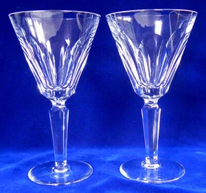 2 Waterford Crystal "Sheila" Water Glasses, 7", Six Cuts on Sides & Stems, Exc. - Picture 1 of 6