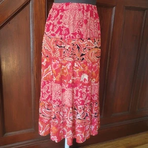 Coldwater Creek Damen Stufen rot & orange Paisley Blumen Maxirock Größe PL - Bild 1 von 3