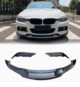 Carbon fiber Front Lip+ Bumper Fang For 2012-2018 BMW F30 F31 M Sport MAD Style - Picture 1 of 7