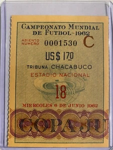 RARO TALÓN DE BOLETO DE LA COPA MUNDIAL DE LA FIFA 1962 CHILE VS ALEMANIA OCCIDENTAL FÚTBOL - Imagen 1 de 1