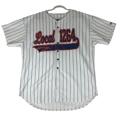 Vintage Bike 80s UAW Local 1264 Pinstripe Baseball Jersey Made In USA — 第 1/4 张图片