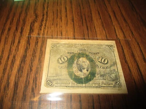 1862 10 CENTS U.S. SECOND ISSUE FRACTIONAL CURRENCY FRONT IMAGE MOUNTED SEE PICS - Picture 1 of 3