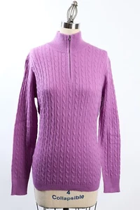 100% Kaschmir Langarm Halbhoher Kragen Reißverschluss Zopfmuster Pullover【Neu】 - Bild 1 von 32