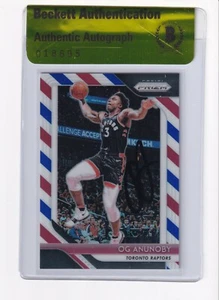 OG Anunoby 2018-19 Prizm Red White Blue #63 Raptors Beckett Authentic Autograph - Picture 1 of 2