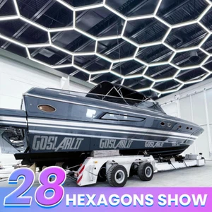 28 Hexagon LED Lampe Röhren Werkstatt Garage Decken Leuchte Waben Beleuchtung - Photo 1/13