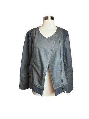 Женская джинсовая мотокуртка Sundance Road размер 16 с серым заводом - Изображение 1 из 4