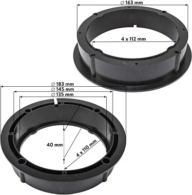 EVOTUNING Anelli Adattatori Altoparlanti Casse Anteriori=Posteriori Volkswagen Golf IV 4