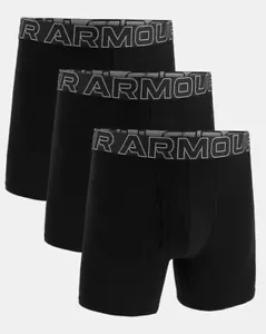Under Armour UA 3 Pack Performance Tech 6" Boxerjock Three Boxer Briefs Black - Picture 1 of 3