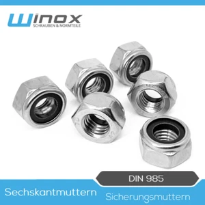 Sechskantmuttern DIN 985 Edelstahl A2 Sicherungsmuttern Stopmuttern | M5 - Bild 1 von 6