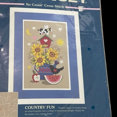 SUNSET Country Fun No Count Kit Punto de Cruz 13921 Pajarera Girasoles Arte Popular Foto 1 de 4