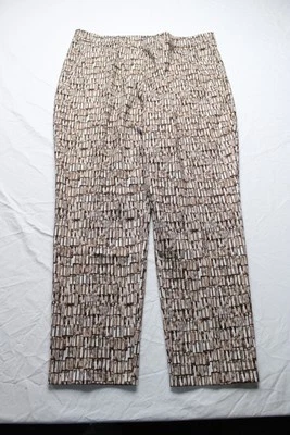 Susan Graver Women's Printed Ponte Slim Leg Ankle Pull On Pants EJ3 Brown Large  - Image 1 of 4
