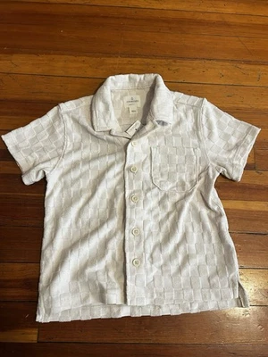 Camisa J.Crew Crewcuts Nueva con Etiquetas Terciopelo Crema Estampado a Cuadros Niños Cuello Talla 4-5 Foto 1 de 4