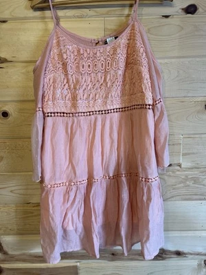 Vestido Vivid Importers NY Melocotón Hombro Frío Mezcla Algodón Talla Pequeña Estilo 101  Foto 1 de 4