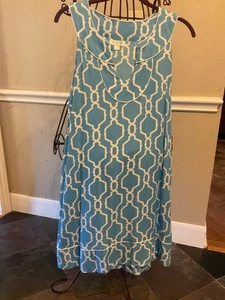 Escapada Dress Morrocan Pattern Shift Beach Large Blue Pockets Sz Small EUC! - Picture 1 of 5
