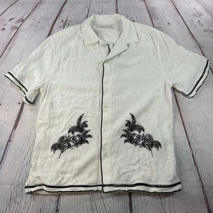 Abercrombie & Fitch Leinenhemd Herren Small weiß Sommer Leinenmischung geblümt - Bild 1 von 8
