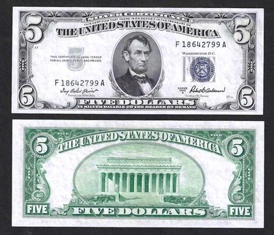 1953-A $5 SILVER CERTIFICATE ~ FR 1656 ~ GEM CRISP UNCIRCULATED NOTE - Image 1 of 2