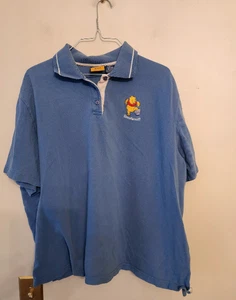 Pooh Woman Blue Embroidered Polo Size 26/28 W 100% Cotton Disney - Picture 1 of 5