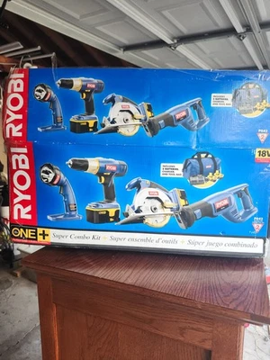 Ryobi 4 Piece Combo Set Power Tools, Circular Saw, Drill, light, Saw-18V -P842 - Image 1 of 3