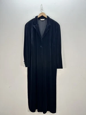 Cappotto lungo vintage Elvi velluto nero sera spolverino giacca oversize Yk 20 - Immagine 1 di 4