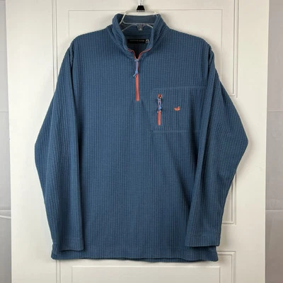 Suéter Pullover Para Hombres Mediano Southern Marsh Fieldtec Tejido Waffle Azul 1/4 Cremallera Foto 1 de 4