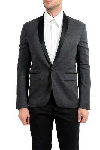 Blazer da uomo Dsquared2 grigio lana con un bottone US 38 IT 48